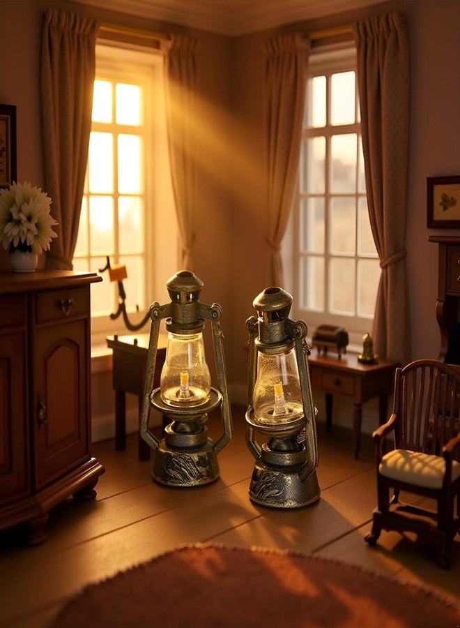 Cauaoa Miniature Lamps for Dollhouse,Doll House Miniature Retro Oil Lantern Dollhouse Accessories Scene Ornaments Dollhouse Miniature Scene Model Hurricane Lantern Kerosene Lamp,Dollhouse Accessories - Image 5